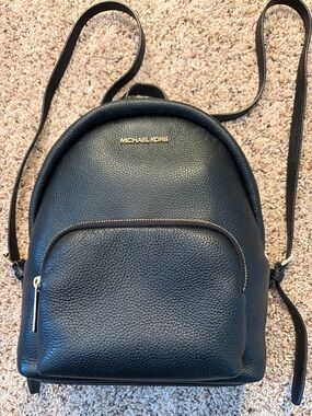 Michael Kors Black Pebbled Leather  Backpack with Gold Hardware